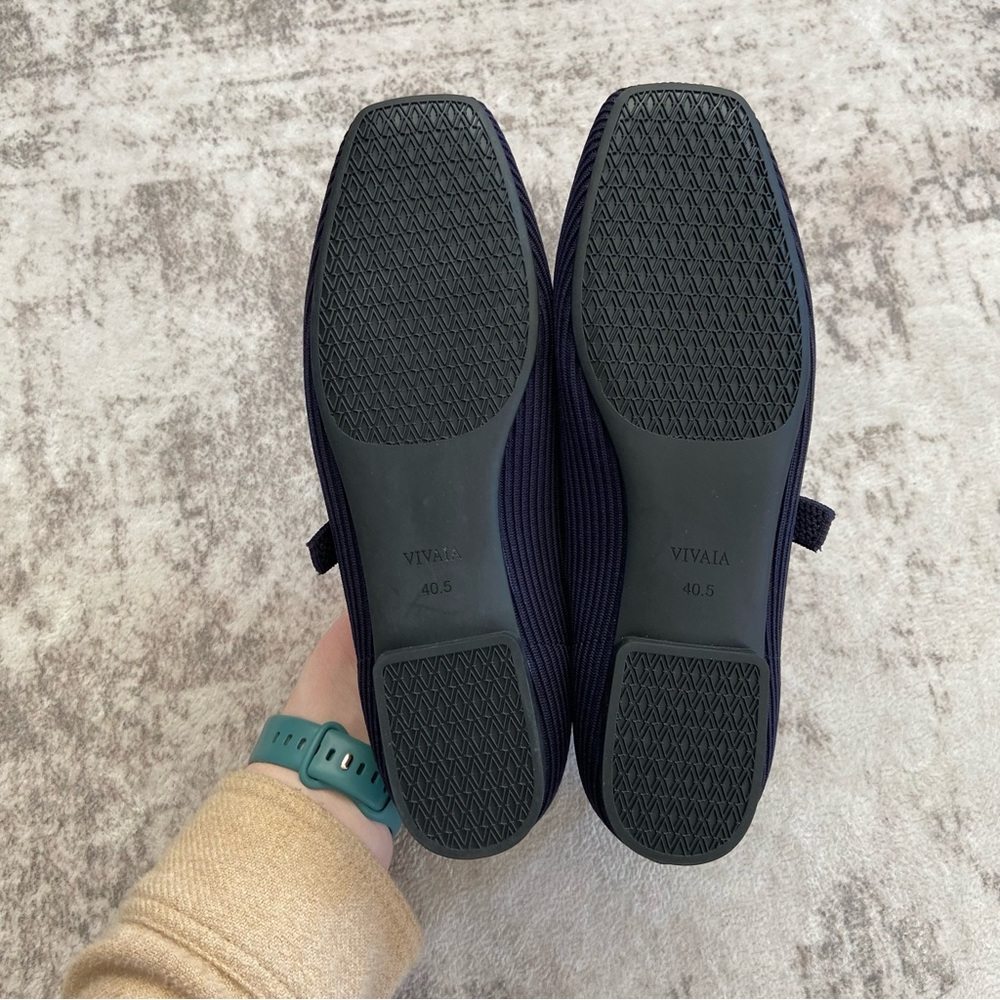 NWOB VIVAIA Square-Toe Margot Mary Janes Flats‎ Navy Blue 9-9.5 (EU 40.5) - Picture 9 of 12